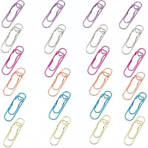 24 Pcs Metal Pen Holder Clips for Notebook,Paper Clip Pen Holders for Journal, Planner, Paperclip Pencil Holder, 70mm Heart Paper Clips (6Colors) in Saudi Arabia
