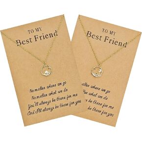 Best Friend Necklace for 2, Sun and Moon Matching Friendship Necklace Jewelry Gifts for BFF Sisters in Kuwait