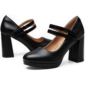 Trary Platform Mary Jane Shoes Womens Heels, Chunky Heels Mary Janes Dress Shoes for Women Close Round Toe Pumps Shoes with Buckle Strap for Office Party Casual Wedding in Kuwait