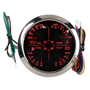 4 in 1 85 mm Multifunctional Gauge with Fuel Level, Oil Pressure, Water Temperature and Volt Meter for Cars, RVs, Boats, and Motorcycles, DC 9-32 V (White °F/PSI) in Saudi Arabia