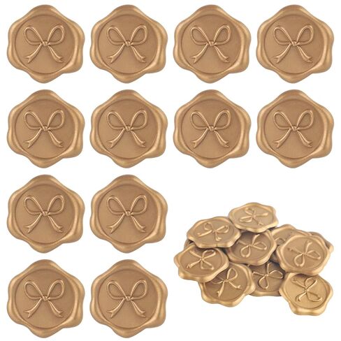 100pcs Bow Wax Seal Stickers, 1.18 Inch Elegant Gold 3D Self-Adhesive Envelope Stamp Wax Seal Decals Ideal for Wedding Party Invitation Greeting Cards Gift Wrapping Decor in Saudi Arabia