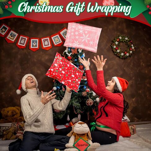 200 Pcs Christmas Poly Mailers 10x13" Snowflake Xmas Tree Envelopes Mailers Red Pink Self Adhesive Shipping Poly Bags Packaging Mailing Bags for Small Business Clothing in Saudi Arabia