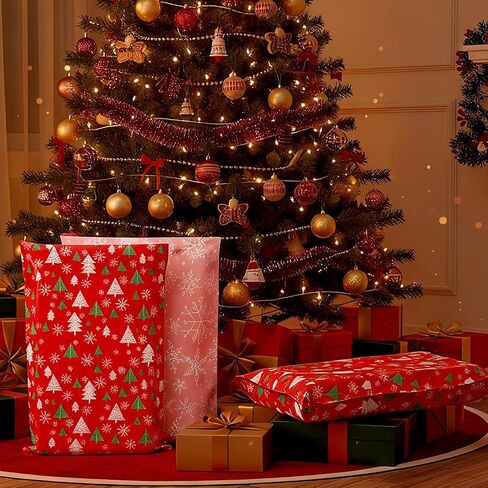 200 Pcs Christmas Poly Mailers 10x13" Snowflake Xmas Tree Envelopes Mailers Red Pink Self Adhesive Shipping Poly Bags Packaging Mailing Bags for Small Business Clothing in Saudi Arabia