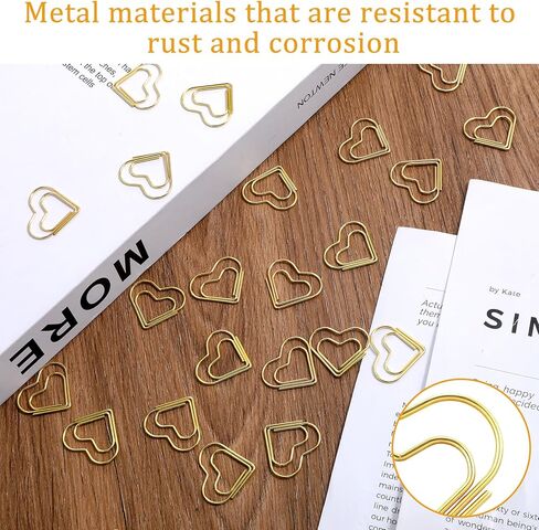 150 Pcs Gold Heart Paper Clips, Cute Metal Heart Paper Clips, Small Cute Love Shaped Stainless Steel Metal Bookmarks for Office, School Notes, Documents, Wedding Decor Crafts & Stationery in Saudi Arabia
