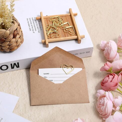 150 Pcs Gold Heart Paper Clips, Cute Metal Heart Paper Clips, Small Cute Love Shaped Stainless Steel Metal Bookmarks for Office, School Notes, Documents, Wedding Decor Crafts & Stationery in Saudi Arabia