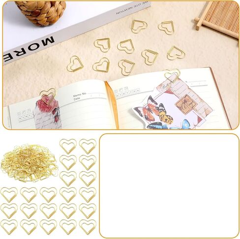 150 Pcs Gold Heart Paper Clips, Cute Metal Heart Paper Clips, Small Cute Love Shaped Stainless Steel Metal Bookmarks for Office, School Notes, Documents, Wedding Decor Crafts & Stationery in Saudi Arabia