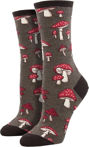 Socksmith Women's Pretty Fly For A Fungi Crew Socks, green heather in Kuwait