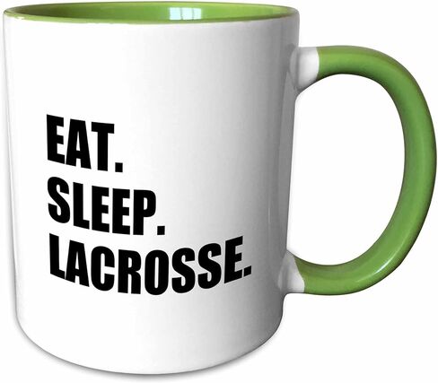 3dRose Eat Sleep Lacrosse-Gifts for Sport Enthusiasts Lax Crosse Black Text Two Tone Mug, 11 oz, Multicolor in Saudi Arabia