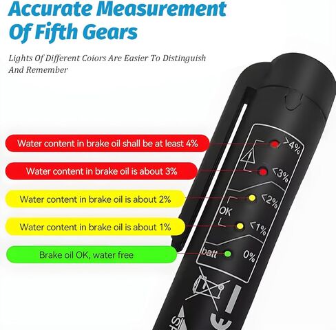 Car Brake Fluid Liquid Tester Pen, Vehicle Fluid Liquid Oil Moisture Analyzer with 5 Led Indicators, Automotive Diagnostic Testing Tool Accessories, Fit for DOT3 DOT4 DOT5.1 in Saudi Arabia