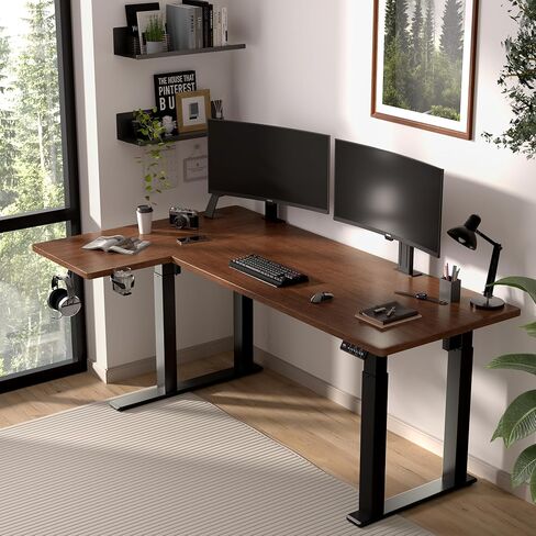 4-Leg L-Shape Standing Desk Frame Dual Motor, Electric Corner Legs Compatible Desktop Size 55″-71″, 264 lbs Weight Capacity, Anti-collision Detection Stand Up Desk Frame Workstation, Black Frame Only in Kuwait