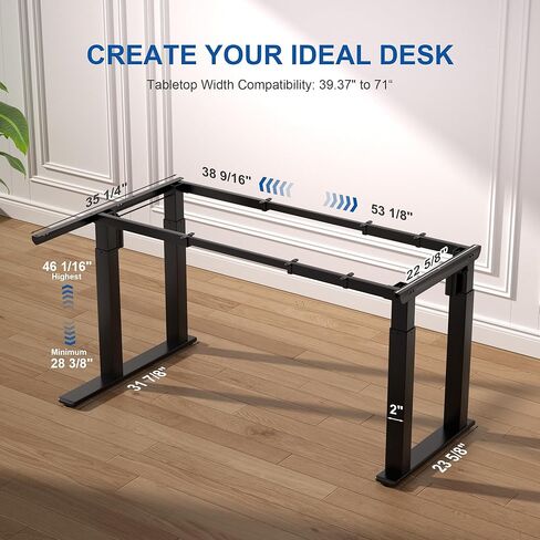 4-Leg L-Shape Standing Desk Frame Dual Motor, Electric Corner Legs Compatible Desktop Size 55″-71″, 264 lbs Weight Capacity, Anti-collision Detection Stand Up Desk Frame Workstation, Black Frame Only in Kuwait