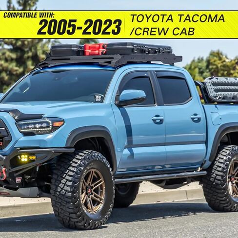 Roof Rack Cargo Basket fits 2005-2023 Toyota Tacoma Crew Cab Cargo Racks, Overland Rooftop Luggage Storage Holder, 150 LBS Platform Style Cargo Carrier for Outdoors Gear in Saudi Arabia