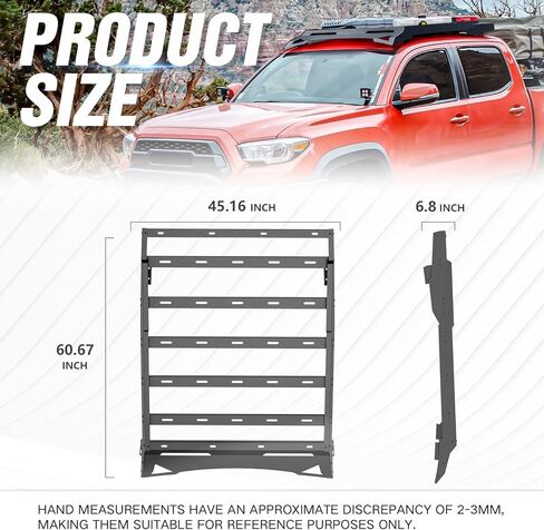 Roof Rack Cargo Basket fits 2005-2023 Toyota Tacoma Crew Cab Cargo Racks, Overland Rooftop Luggage Storage Holder, 150 LBS Platform Style Cargo Carrier for Outdoors Gear in Saudi Arabia