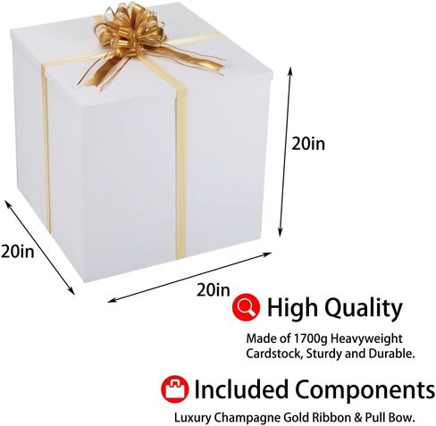 صندوق هدايا كبير جدًا مع غطاء مقاس 20 × 20 × 20 بوصة، صندوق هدايا كبير أبيض للكشف عن الجنس، علب هدايا عملاقة مع أغطية لتغليف الهدايا لمفاجأة عيد الميلاد، عيد الميلاد، الذكرى السنوية، حفل الزفاف in Kuwait