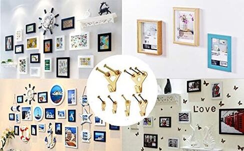 Picture Hangers,Picture Hanging Kit, Heavy Duty Picture Hooks with Nails and Hardware for Wall Mounting Picture Frame, Canvas, Mirror Hanging, Holds 10-100 lbs,Golden (120PCS) in Saudi Arabia
