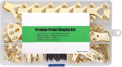 Picture Hangers,Picture Hanging Kit, Heavy Duty Picture Hooks with Nails and Hardware for Wall Mounting Picture Frame, Canvas, Mirror Hanging, Holds 10-100 lbs,Golden (120PCS) in Saudi Arabia