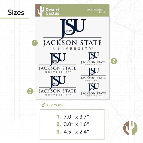 Desert Cactus Jackson State University Stickers Tigers J-State Vinyl Decals Laptop Water Bottle Car Scrapbook T3 (Type 3-1) in Saudi Arabia