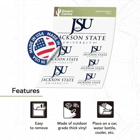 Desert Cactus Jackson State University Stickers Tigers J-State Vinyl Decals Laptop Water Bottle Car Scrapbook T3 (Type 3-1) in Saudi Arabia