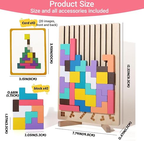 Wooden Stacking Puzzle Toy 3D Wooden Russian Puzzle for Kids, Montessori Wood Stacking Blocks Colored Family Brain Teaser Activity, Giant Block Board Toys for Toddlers 3-6 Years in Saudi Arabia