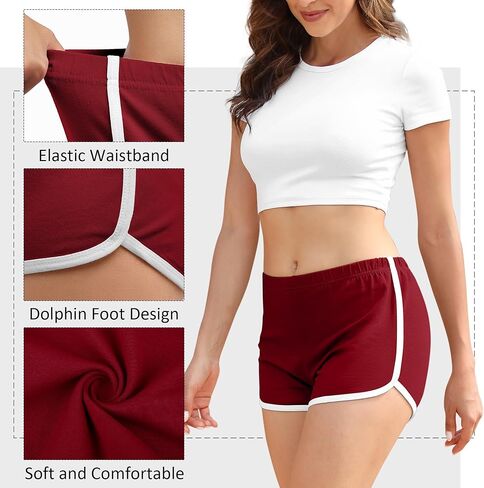 Apoway 6 Packs Dance Shorts Women Cotton Waistband Summer Sports Yoga Shorts for Women in Kuwait