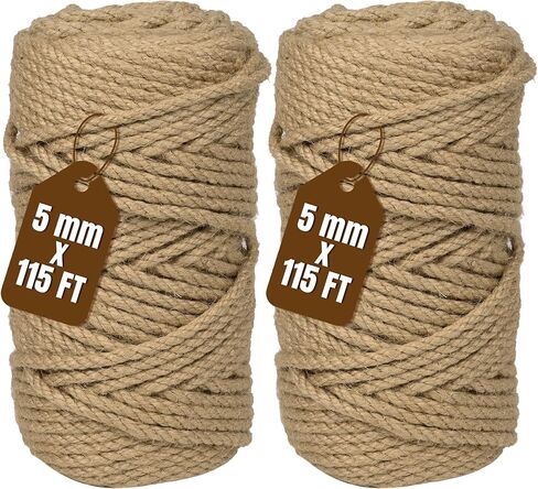 Jute Twine 2mm 1600 Feet Natural Jute Twine String for Crafting, Gardening, Gift Wrapping, Macrame, DIY Decor (2Rolls, 800Feet/Roll) in Saudi Arabia