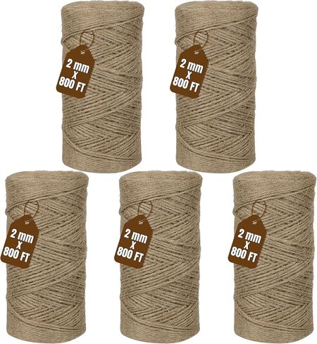 Jute Twine 2mm 1600 Feet Natural Jute Twine String for Crafting, Gardening, Gift Wrapping, Macrame, DIY Decor (2Rolls, 800Feet/Roll) in Saudi Arabia