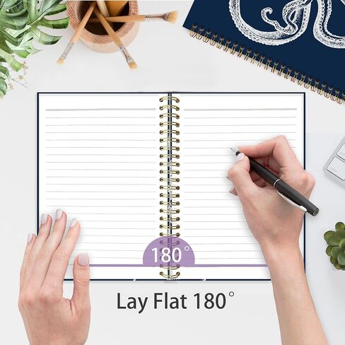 مجلة دفتر الأخطبوط الأزرق الداكن، دفتر ملاحظات حلزوني للأخطبوطات البحرية، دفاتر يومية للشاطئ المحيط الساحلي للنساء والرجال عشاق الأخطبوط، هدايا اللوازم المدرسية المكتبية ذات الطابع الشاطئي، 5.5 × 8.3 in Kuwait
