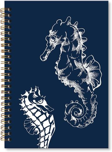 مجلة دفتر الأخطبوط الأزرق الداكن، دفتر ملاحظات حلزوني للأخطبوطات البحرية، دفاتر يومية للشاطئ المحيط الساحلي للنساء والرجال عشاق الأخطبوط، هدايا اللوازم المدرسية المكتبية ذات الطابع الشاطئي، 5.5 × 8.3 in Kuwait