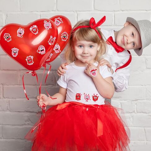 1200Pcs Valentine's Day Cute Monster Stickers Roll Red Pink Self-Adhesive Sticker Decals Arts and Crafts Decorative Envelope Seals for Holiday Envelopes Scrapbook Gifts DIY in Saudi Arabia