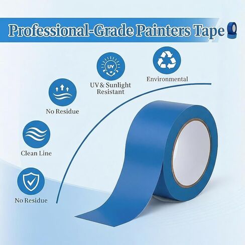 Painters Tape 2 Inch Wide, 10 Rolls Blue Masking Tape for Painting, Walls, Crafts & Home Improvement - 55 Yards per Roll in Saudi Arabia
