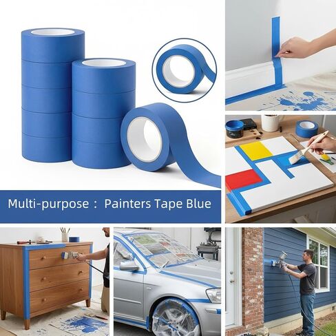 Painters Tape 2 Inch Wide, 10 Rolls Blue Masking Tape for Painting, Walls, Crafts & Home Improvement - 55 Yards per Roll in Saudi Arabia