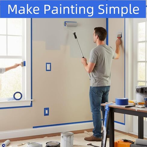 Painters Tape 2 Inch Wide, 10 Rolls Blue Masking Tape for Painting, Walls, Crafts & Home Improvement - 55 Yards per Roll in Saudi Arabia