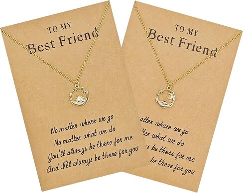 Best Friend Necklace for 2, Sun and Moon Matching Friendship Necklace Jewelry Gifts for BFF Sisters in Kuwait