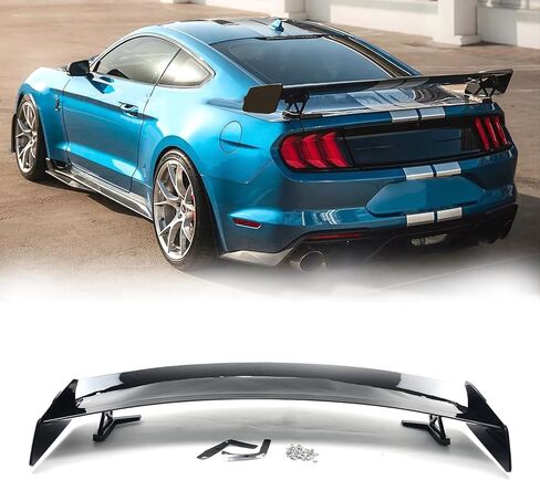 Rear Spoiler Trunk Wing with Metal Stand Compatible with Ford Mustang 2 Door Coupe Models 2015-2023 GT500 Style Rear Trunk Lid Wing Spoiler (Glossy Black) in Saudi Arabia