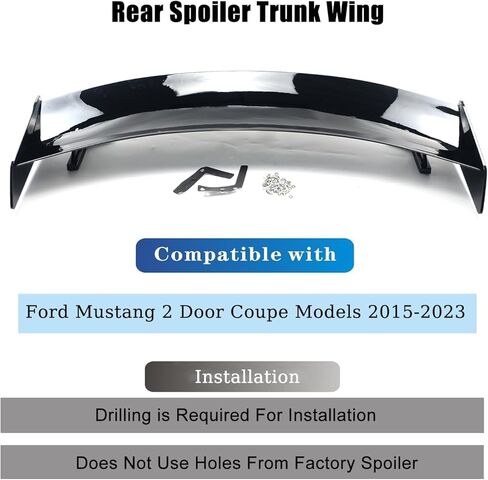 Rear Spoiler Trunk Wing with Metal Stand Compatible with Ford Mustang 2 Door Coupe Models 2015-2023 GT500 Style Rear Trunk Lid Wing Spoiler (Glossy Black) in Saudi Arabia