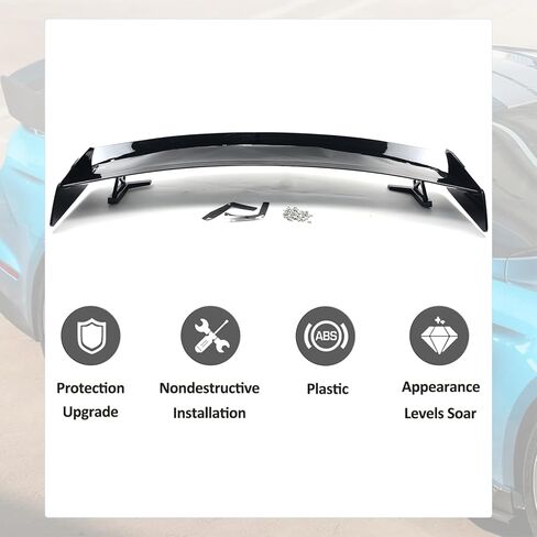 Rear Spoiler Trunk Wing with Metal Stand Compatible with Ford Mustang 2 Door Coupe Models 2015-2023 GT500 Style Rear Trunk Lid Wing Spoiler (Glossy Black) in Saudi Arabia