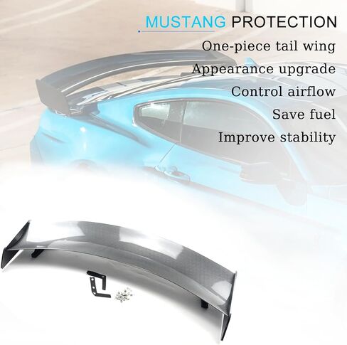 جناح خلفي لصندوق السيارة مع حامل معدني متوافق مع طرازات Ford Mustang 2 Door Coupe 2015-2023 GT500 Style Rear Trunk Lid Wing Spoiler (أسود لامع) in Kuwait