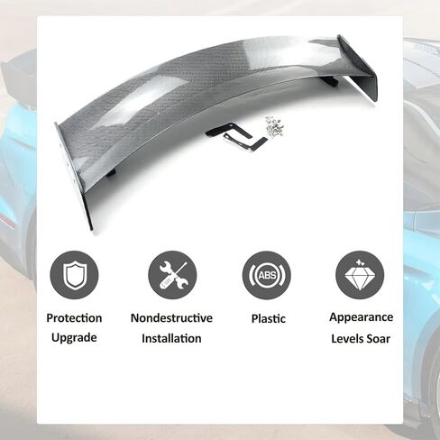 جناح خلفي لصندوق السيارة مع حامل معدني متوافق مع طرازات Ford Mustang 2 Door Coupe 2015-2023 GT500 Style Rear Trunk Lid Wing Spoiler (أسود لامع) in Kuwait