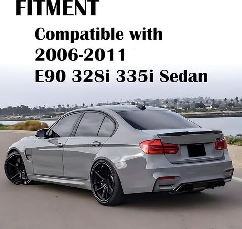 Rear Spoiler Wing Compatible with E90 M3 Sedan & 2006-2011 E90 3 Series Sedan Trunk M4 Style 323i 325i 325xi 328i 328i xDrive 330i 330xi 335i 335d 335i xDrive M3 Glossy Black in Saudi Arabia