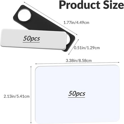 50 Set Name Tags Reusable Name Badge Magnet 3.4 x 2.1'' Blank Magnetic Badge Holder for Personalized Jacket Shirts DIY Kit in Saudi Arabia
