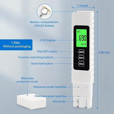 جهاز قياس TDS 3 في 1 - مقياس TDS EC ودرجة الحرارة (درجة مئوية، درجة فهرنهايت)، مجموعات اختبار مياه رقمية دقيقة وموثوقة لجودة مياه الشرب، الصنبور، البئر، حمام السباحة، الزراعة المائية، حوض السمك، نظام RO/DI، برتقالي in Kuwait