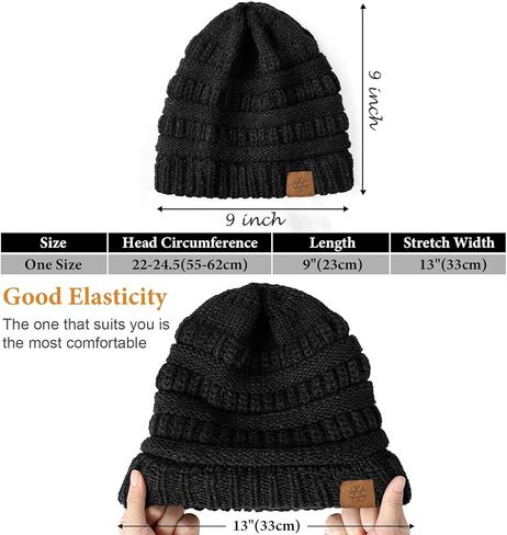 Clothirily Beanie Hat for Women, Thick, Soft & Warm Womens Winter Hat, Casual Knit Hat, Cute Stretch Womens Knit Beanies in Kuwait