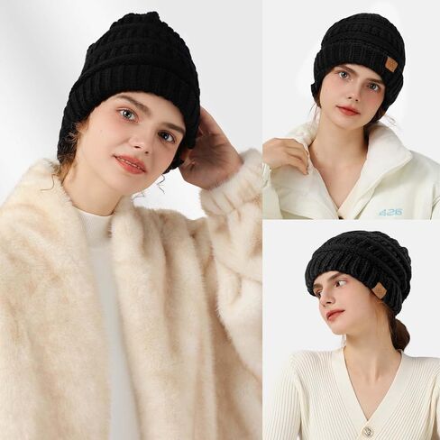 Clothirily Beanie Hat for Women, Thick, Soft & Warm Womens Winter Hat, Casual Knit Hat, Cute Stretch Womens Knit Beanies in Kuwait
