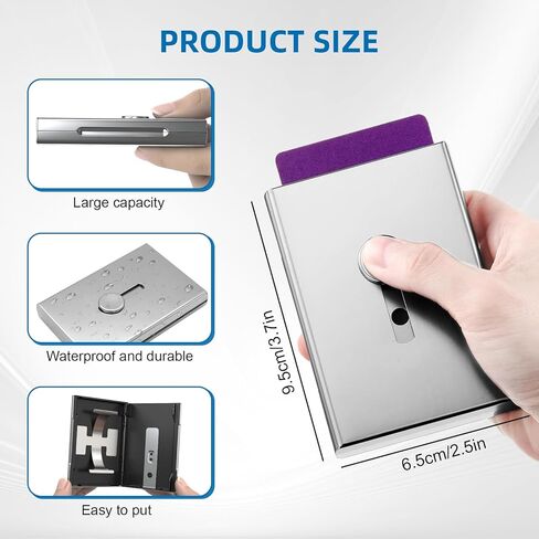 2 Pack Thumb Drive Metal Business Card Holder - Portable Slide out Business Name Card Case Fit 26 Name Credit, Pocket Card Case Card Dispenser for Men Women(Black & Gray) in Saudi Arabia
