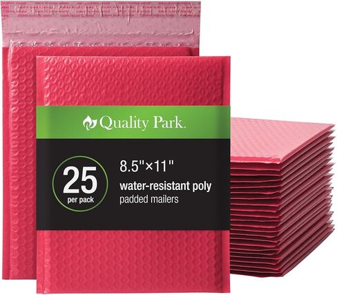 Quality Park Bubble Mailers, 8.25 x 11, Shipping Envelopes, Water Resistant Poly Padded Envelopes, Plaid, 25 Pack (QUA85872) in Saudi Arabia