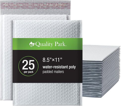 Quality Park Bubble Mailers, 8.25 x 11, Shipping Envelopes, Water Resistant Poly Padded Envelopes, Plaid, 25 Pack (QUA85872) in Saudi Arabia