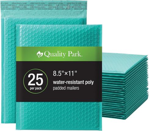 Quality Park Bubble Mailers, 8.25 x 11, Shipping Envelopes, Water Resistant Poly Padded Envelopes, Plaid, 25 Pack (QUA85872) in Saudi Arabia