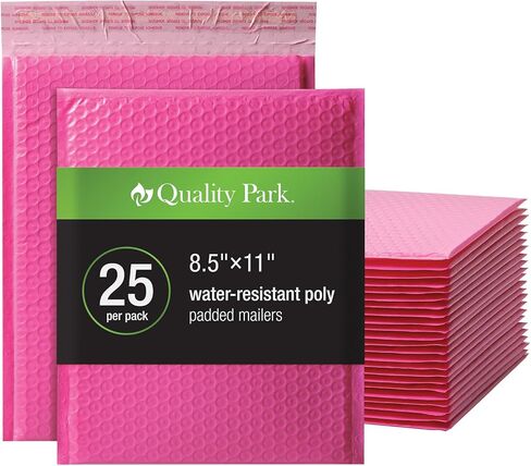 Quality Park Bubble Mailers, 8.25 x 11, Shipping Envelopes, Water Resistant Poly Padded Envelopes, Plaid, 25 Pack (QUA85872) in Saudi Arabia