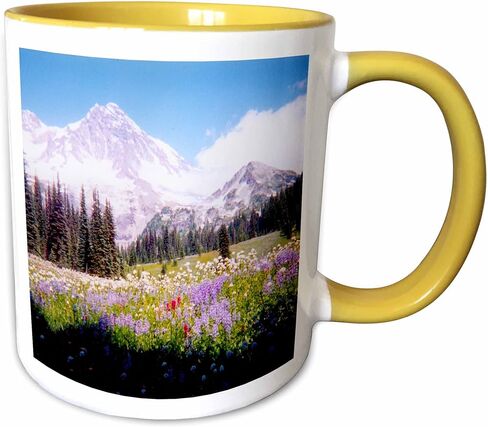 3dRose Mount Rainier Viewed from a Field of Flowers Mug, 11 oz, Ceramic in Saudi Arabia