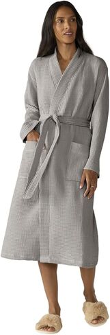 Coyuchi Unisex Waffle Patterned Organic Cotton Robe - Fast Drying Weave - Classic Spa Style Robe - GOTS Certified in Kuwait